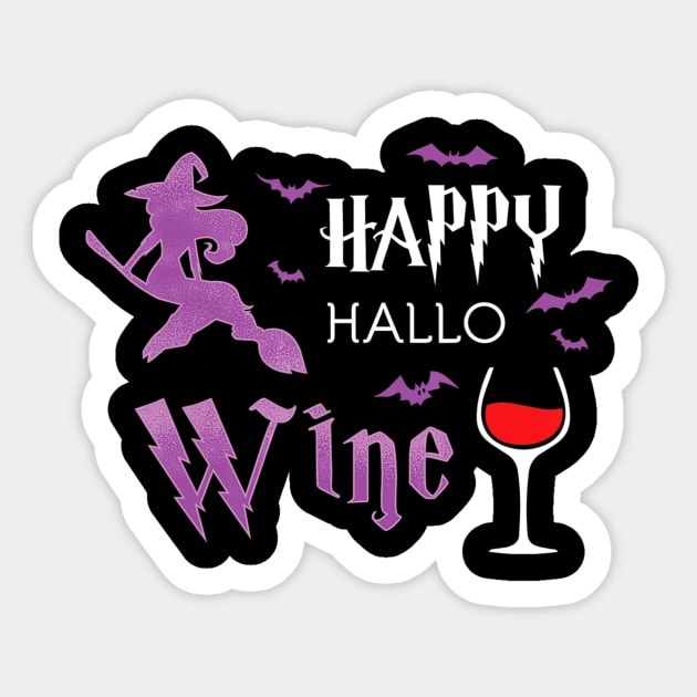 Broomstick Witch Happy Hallo Wine Halloween Gifts for Women Sticker by klausgaiser